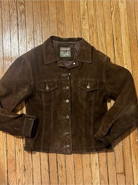 Women's Brown Suede Button-Front Jacket